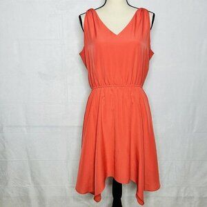 Guess Womens Dress Sz 12 Sleeveless Pullover Elastic Waist Draped Back Coral